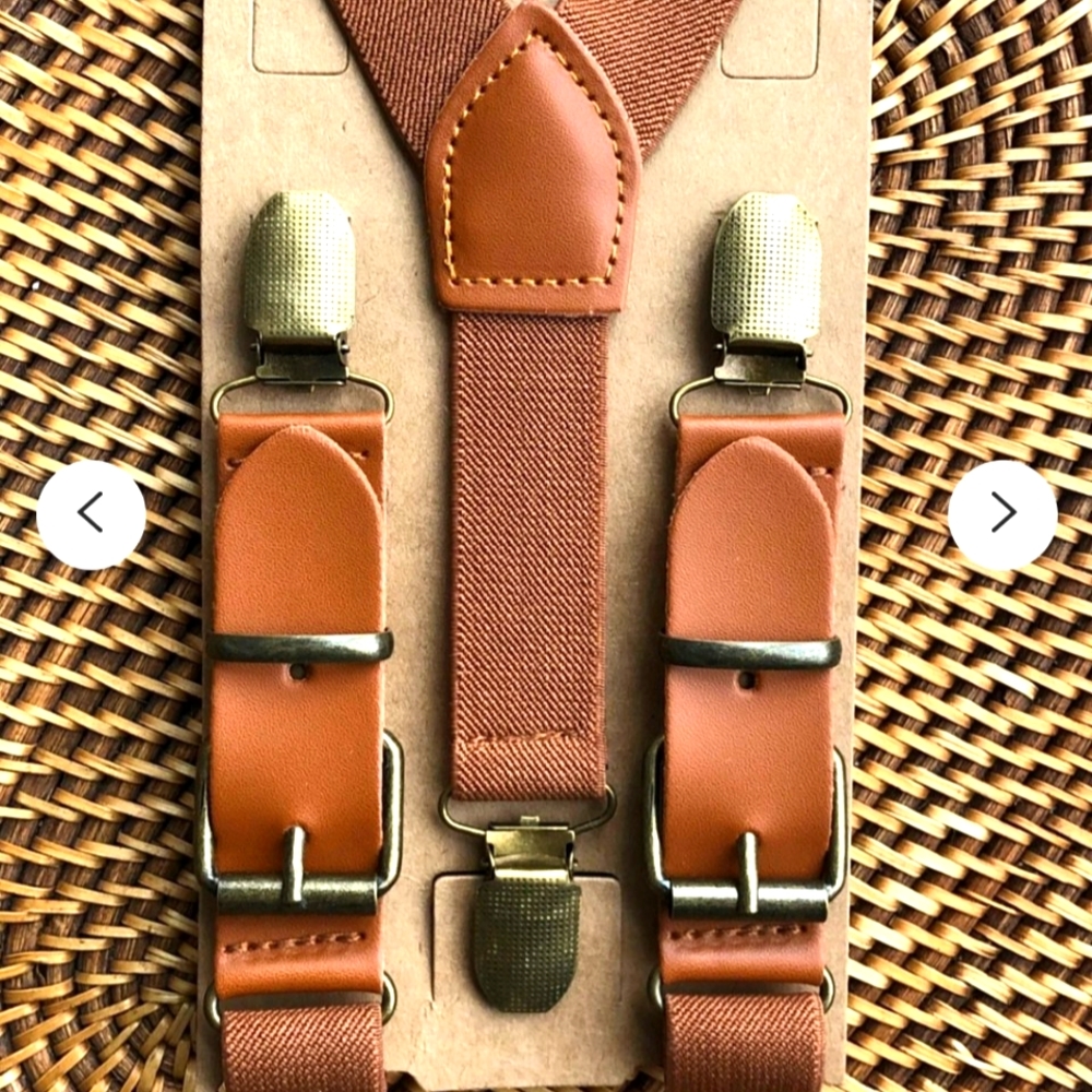 Brown Faux Leather Suspenders